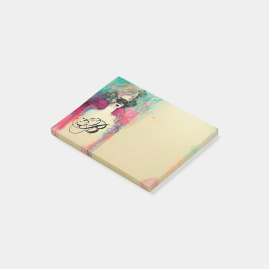 CHARM/Lady met Mask Monogram roze Blauwgroen Groen Post-it® Notes (Schuin)