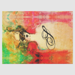 CHARM/Lady met Mask Monogram roze Blauwgroen Groen Tissuepapier