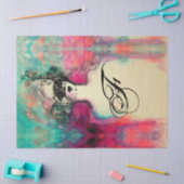 CHARM/Lady met Mask Monogram roze Blauwgroen Groen Tissuepapier (Craft)