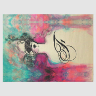 CHARM/Lady met Mask Monogram roze Blauwgroen Groen Tissuepapier