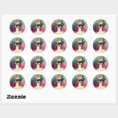 CHARM/Lady met maskerroze Blauwgroen groen Ronde Sticker (Vel)