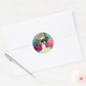 CHARM/Lady met maskerroze Blauwgroen groen Ronde Sticker (Envelop)
