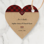 Charm Landelijk Rood Buffalo Plaid Monogram Huweli Bedankjes Labels (Achterkant)