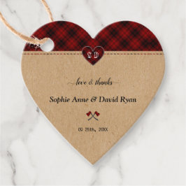 Charm Landelijk Rood Buffalo Plaid Monogram Huweli Bedankjes Labels