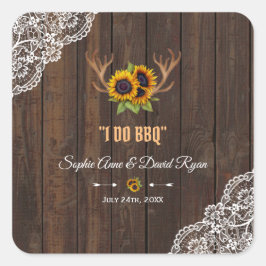 Charm Landelijke Zonnebloemen Geweien Hout Kant I  Vierkante Sticker