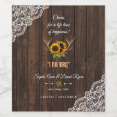 Charm Landelijke Zonnebloemen Geweien Hout Kant I Wijn Etiket (Enkel label)