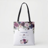 Charm Lavendel Marine Blauwe Bloem Bruidsmeisje Tote Bag (Voorkant)