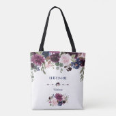 Charm Lavendel Marine Blauwe Bloem Bruidsmeisje Tote Bag (Achterkant)