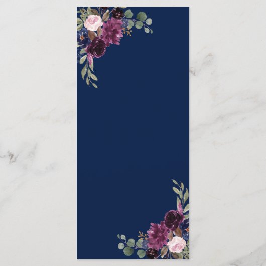Charm Lavendel Navy Blauwe Bloem Menu (Achterkant)