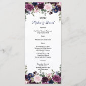 Charm Lavendel Navy Blauwe Bloem Menu (Voorkant)