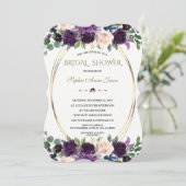 Charm Lavendel Navy Blauwe Bloemen Bruiloft Feest Kaart (Staand voorkant)