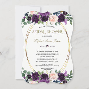Charm Lavendel Navy Blauwe Bloemen Bruiloft Feest Kaart