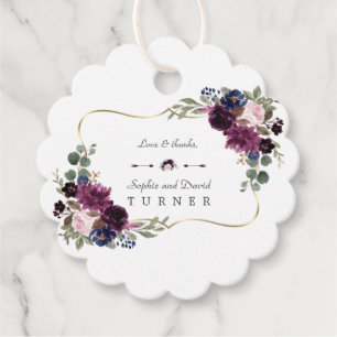 Charm Lavendel Navy Goud Bloemige Bloei Bruiloft Bedankjes Labels
