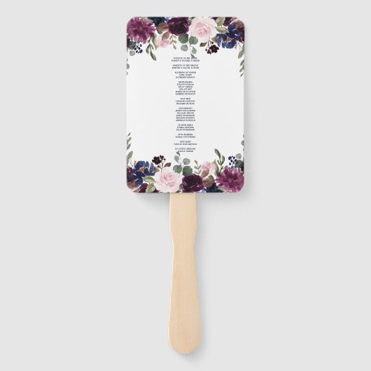 Charm Lavendel Navyblauw Bloem Bloei Programma Handwaaier (Achterkant)