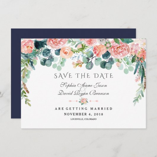 Charm Lavendel Paarse Bloem Bloei Bewaar De Datum Save The Date (Voorkant / Achterkant)