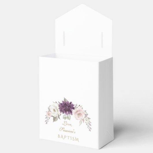 Charm Lavendel Roze Blush Bloemen Monogram Doop Bedankdoosjes (Geopend)
