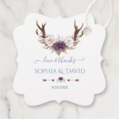 Charm Lavendel Roze Witte Bloemen Geweien Bruiloft Bedankjes Labels (Achterkant)