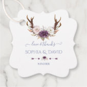 Charm Lavendel Roze Witte Bloemen Geweien Bruiloft Bedankjes Labels (Voorkant)