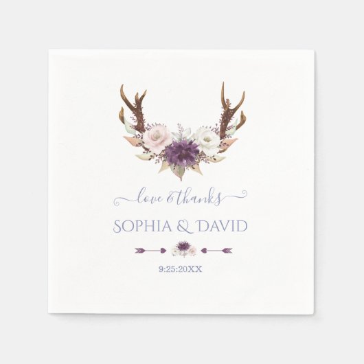 Charm Lavendel Roze Witte Bloemen Geweien Bruiloft Servet (Voorkant)