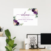Charm Lavender Blue Floral Wedding Welcome Sign Poster (Thuiskantoor)
