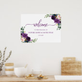 Charm Lavender Blue Floral Wedding Welcome Sign Poster (Keuken)