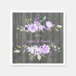 Charm Lavender Floral Barn Wood Wedding Servet