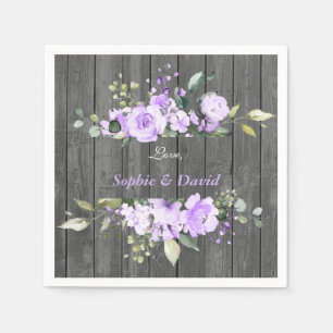 Charm Lavender Floral Barn Wood Wedding Servet