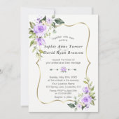 Charm Lavender Flowers Gold Lijst Wedding Kaart (Voorkant)