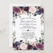 Charm Lavender Navy Blue Floral Bloom Wedding Kaart (Voorkant)