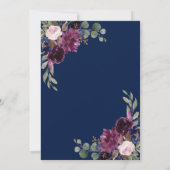 Charm Lavender Navy Blue Floral Bloom Wedding Kaart (Achterkant)