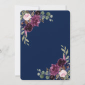 Charm Lavender Navy Blue Floral Bloom Wedding Kaart (Achterkant)