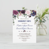 Charm Lavender Navy Blue Floral Engagement Party Kaart (Staand voorkant)