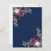 Charm Lavender Navy Blue Floral Engagement Party Kaart (Achterkant)