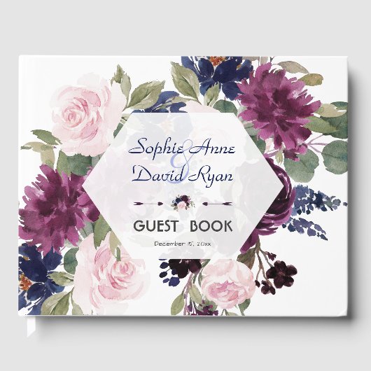 Charm Lavender Paarse Floral Bloom Wedding Gastenboek (Voorkant)
