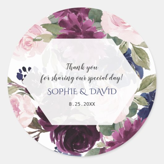 Charm Lavender Paarse Floral Bloom Wedding Ronde Sticker (Voorkant)