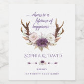 Charm Lavender Pink White Flowers Weddenschap Wijn Etiket (Enkel label)