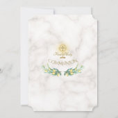 Charm Lemon Branches Marble Gold Heilige Communie Kaart (Achterkant)