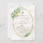 Charm Lemon Fruits Marble Calligraphy Christening Kaart (Voorkant)
