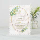 Charm Lemon Fruits Marble Calligraphy Christening Kaart (Staand voorkant)