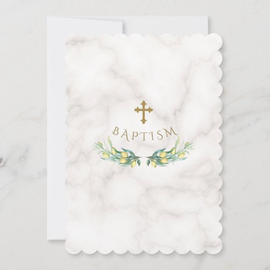 Charm Lemon geeft marmer Gold Cross-Baptisme Kaart (Achterkant)