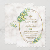 Charm Lemon geeft marmer Gold Cross-Baptisme Kaart (Voorkant / Achterkant)