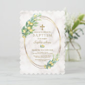 Charm Lemon geeft marmer Gold Cross-Baptisme Kaart (Staand voorkant)
