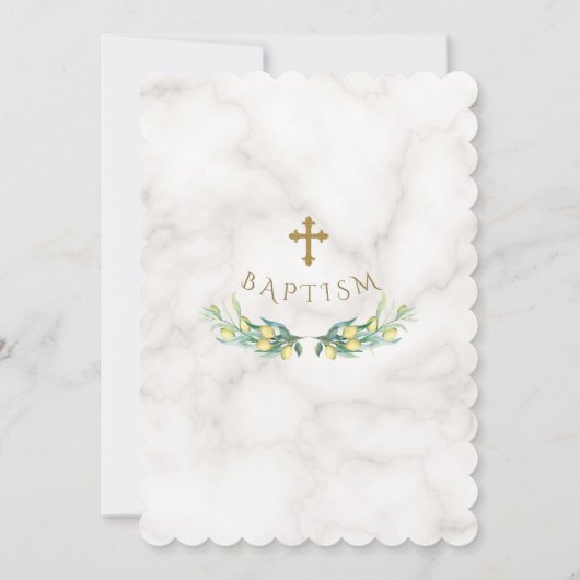 Charm Lemon Vruchten Marmer Goud Kruik Doop Kaart (Achterkant)