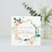 Charm Lente Bloesem Witte Bloemen Quinceañera Save The Date (Staand voorkant)