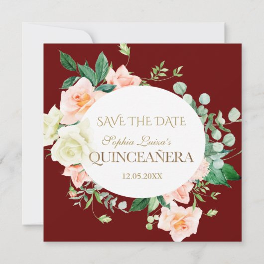 Charm Lente Bloesem Witte Bloemen Quinceañera Save The Date (Achterkant)