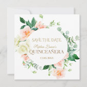Charm Lente Bloesem Witte Bloemen Quinceañera Save The Date (Voorkant)