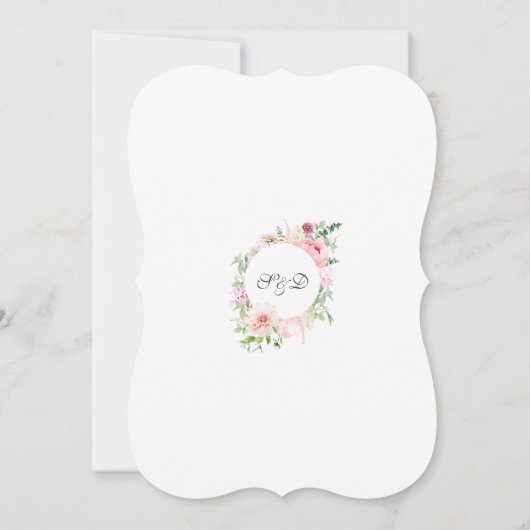 Charm Lentewaterverf Pioenrozen Bloei Trouwfeest Kaart (Achterkant)