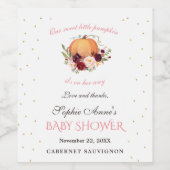 Charm Little Pumpkin Thanksgiving Baby shower Wijn Etiket (Enkel label)