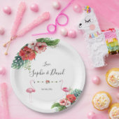 Charm Luau Flamingo Tropical Floral Wedding Papieren Bordje (Feest)