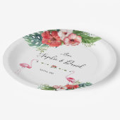 Charm Luau Flamingo Tropical Floral Wedding Papieren Bordje (Gekanteld)